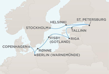 Cruises Around The World MAP - Regent Seven Seas Voyager World Cruises 2028