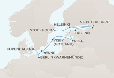 Cruises Around The World MAP - Regent Seven Seas Voyager World Cruises 2028