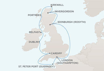 Cruises Around The World MAP - Regent Seven Seas Voyager World Cruises 2028