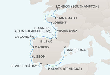 Cruises Around The World MAP - Regent Seven Seas Voyager World Cruises 2028