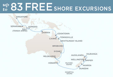Cruises Around The World Regent World Cruises Voyager 2026 Map January 17 February 19 2026 - 33 Days