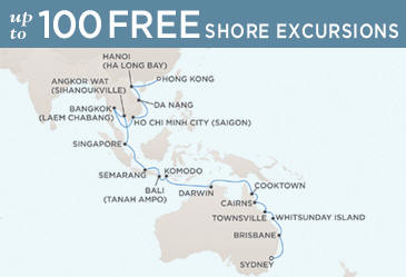Cruises Around The World Regent World Cruises Voyager 2026 Map February 1 March 6 2026 - 33 Days