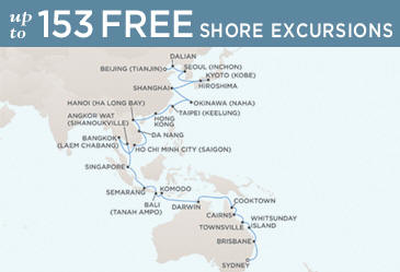 Cruises Around The World Regent World Cruises Voyager 2026 Map February 1 March 21 2026 - 48 Days