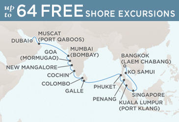 Cruises Around The World Regent World Cruises Voyager 2026 Map April 8-28 2026 - 20 Days