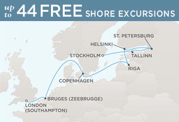Cruises Around The World Regent World Cruises Voyager 2026 Map STOCKHOLM TO LONDON (SOUTHAMPTON)