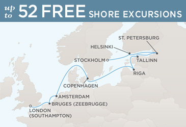 Cruises Around The World Regent World Cruises Voyager 2026 Map LONDON (SOUTHAMPTON) TO STOCKHOLM