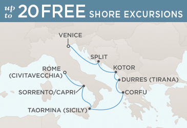 Cruises Around The World Map ROME (CIVITAVECCHIA) TO VENICE