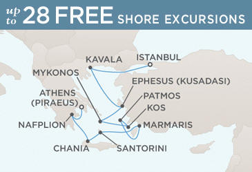 Cruises Around The World Regent Seven Seas Mariner 2026 World Cruise Map ISTANBUL TO ATHENS (PIRAEUS)