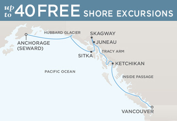 Cruises Around The World Regent World Cruises Navigator 2026 Map VANCOUVER TO ANCHORAGE (SEWARD)