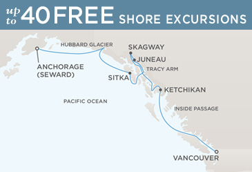 Cruises Around The World Regent World Cruises Navigator 2026 Map ANCHORAGE (SEWARD) TO VANCOUVER