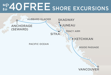 Cruises Around The World Regent World Cruises Navigator 2026 Map VANCOUVER TO ANCHORAGE (SEWARD)