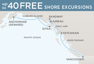 Cruises Around The World Regent World Cruises Navigator 2026 Map VANCOUVER TO ANCHORAGE (SEWARD)