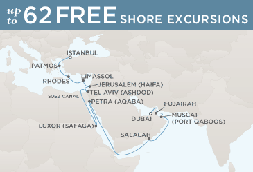 Cruises Around The World Regent World Cruises Voyager 2029 Map November 12 December 3 2029 - 21 Days