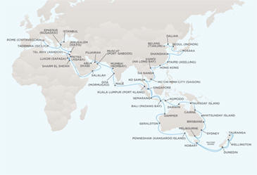 Cruises Around The World Route Map Cruises Around The World Regent World Cruises Voyager RSSC