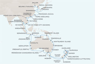 Cruises Around The World Route Map Cruises Around The World Regent World Cruises Voyager RSSC