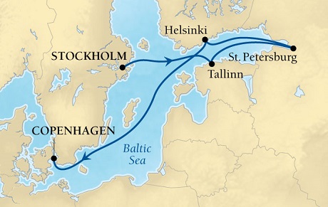 Cruises Around The World Seabourn Quest Cruise Map Detail Stockholm, Sweden to Copenhagen, Denmark May 21-28 2028 - 7 Days - Voyage 6625