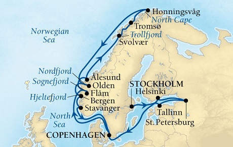 Cruises Around The World Seabourn Quest Cruise Map Detai lStockholm, Sweden to Copenhagen, Denmark May 21 June 11 2028 - 21 Days - Voyage 6625A