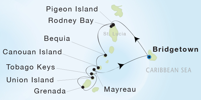 Cruises Around The World Seadream Yacht Club, Seadream 1 April 2-9 2028 Bridgetown, Barbados to Bridgetown, Barbados