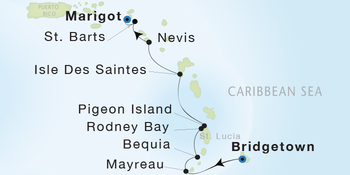 Cruises Around The World Seadream Yacht Club, Seadream 1 February 13-20 2028 Bridgetown, Barbados to Marigot, St. Martin