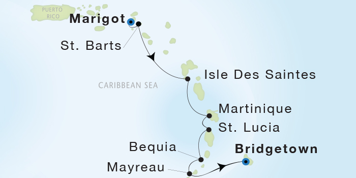 Cruises Around The World Seadream Yacht Club, Seadream 1 February 6-13 2028 Marigot, St. Martin to Bridgetown, Barbados