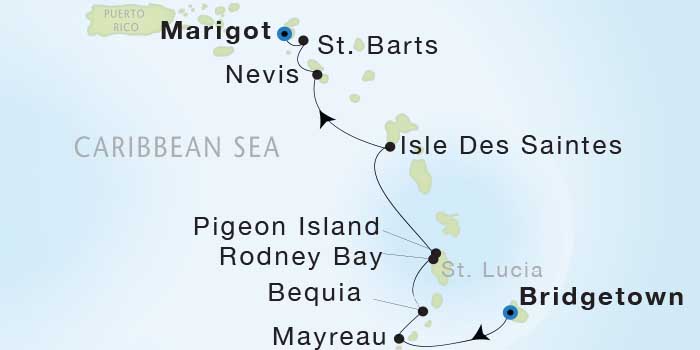 Cruises Around The World Seadream Yacht Club, Seadream 1 January 9-16 2028 Marigot, St. Martin to Marigot, St. Martin