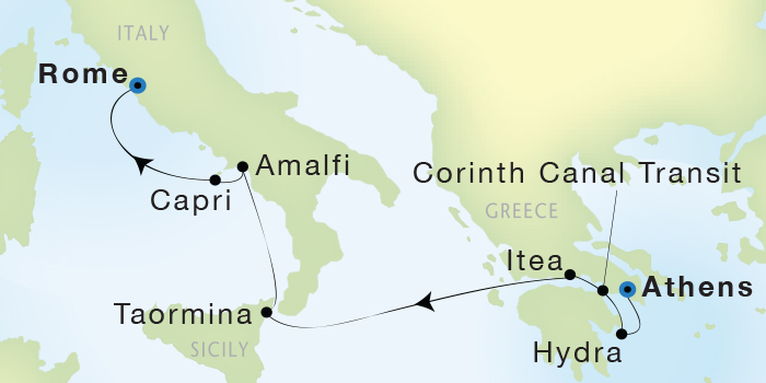 Cruises Around The World Seadream Yacht Club, Seadream 1 July 2-9 2028 Athens (Piraeus), Greece to Civitavecchia (Rome), Italy