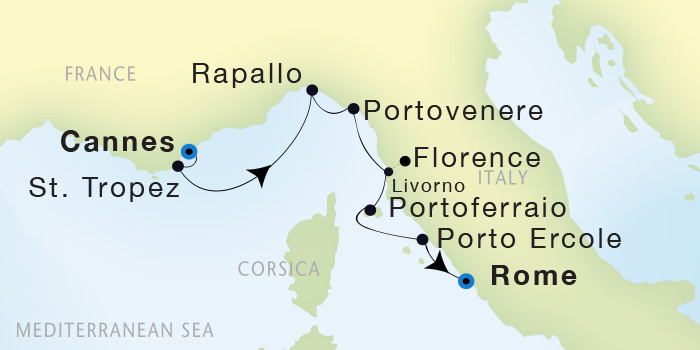 Cruises Around The World Seadream Yacht Club, Seadream 1 July 23-30 2028 Cannes, France to Civitavecchia (Rome), Italy