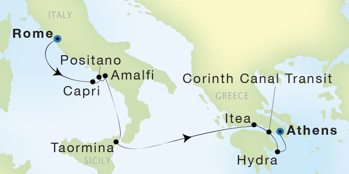 Cruises Around The World Seadream Yacht Club, Seadream 1 June 11-18 2028 Civitavecchia (Rome), Italy to Athens (Piraeus), Greece
