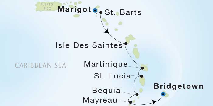 Cruises Around The World Seadream Yacht Club, Seadream 1 March 19-26 2028 Marigot, St. Martin to Bridgetown, Barbados
