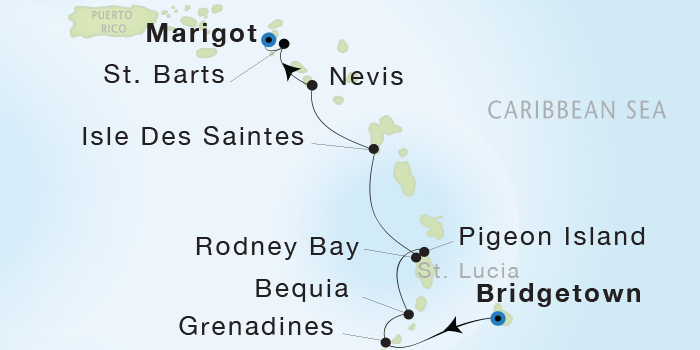 Cruises Around The World Seadream Yacht Club, Seadream 1 March 5-12 2028 Bridgetown, Barbados to Marigot, St. Martin