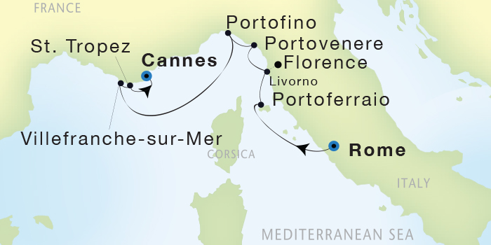 Cruises Around The World Seadream Yacht Club, Seadream 1 October 1-8 2028 Civitavecchia (Rome), Italy to Cannes, France