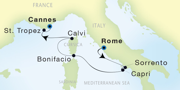 Cruises Around The World Seadream Yacht Club, Seadream 1 October 15-22 2028 Cannes, France to Civitavecchia (Rome), Italy