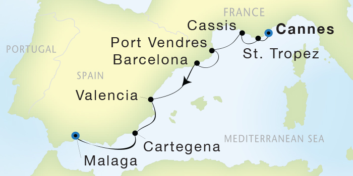 Cruises Around The World Seadream Yacht Club, Seadream 1 October 29 November 5 2028 Cannes, France to Malaga, Spain
