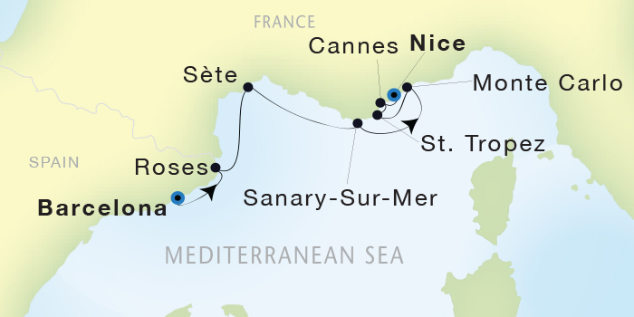 Cruises Around The World Seadream Yacht Club, Seadream 2 May 7-14 2028 Barcelona, Spain to Nice, France