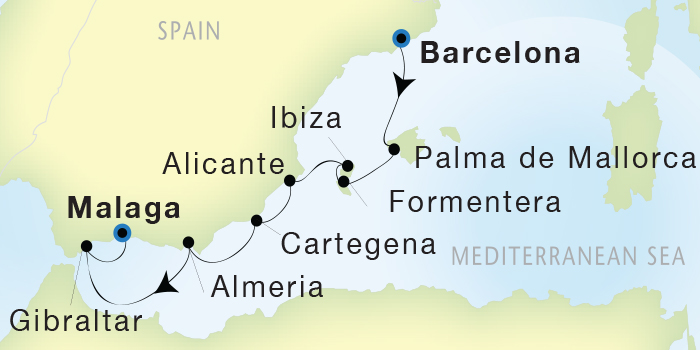 Cruises Around The World Seadream Yacht Club, Seadream 2 October 25 November 1 2028 Barcelona, Spain to Malaga, Spain
