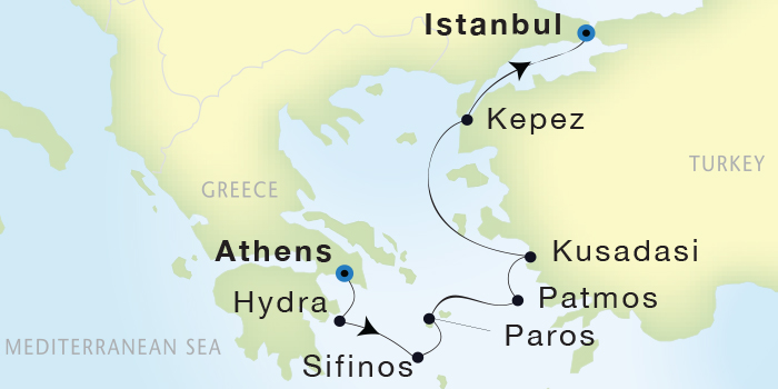 Cruises Around The World Seadream Yacht Club, Seadream 2 September 3-10 2028 Athens (Piraeus), Greece to Istanbul, Turkey