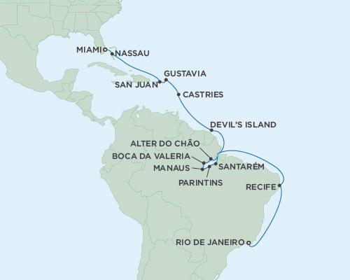 Cruises Around The World Seven Seas Mariner December 23 2027 January 13 2028 Rio de Janeiro, Brazil to Miami, Florida