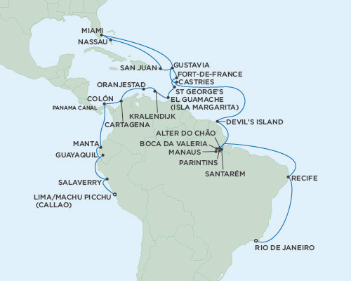 Cruises Around The World Seven Seas Mariner December 23 2027 January 31 2028 Rio de Janeiro, Brazil to Lima (Callao), Peru