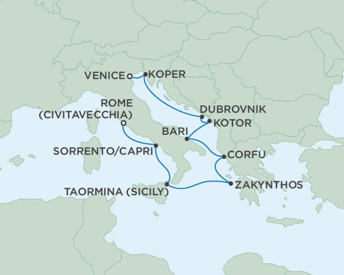 Cruises Around The World Seven Seas Navigator April 23 May 3 2028 Rome (Civitavecchia), Italy to Venice, Italy