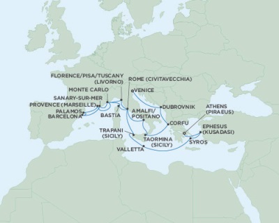 Cruises Around The World Seven Seas Navigator August 6-26 2028 Venice, Italy to Athens (Piraeus), Greece