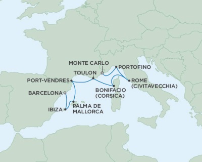 Cruises Around The World Seven Seas Navigator July 5-13 2028 Monte Carlo, Monaco to Barcelona, Spain