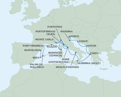 Cruises Around The World Seven Seas Navigator June 25 July 13 2028 Venice, Italy to Barcelona, Spain