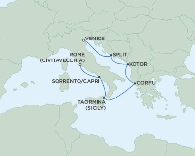 Cruises Around The World Seven Seas Navigator May 20-27 2028 Rome (Civitavecchia), Italy to Venice, Italy