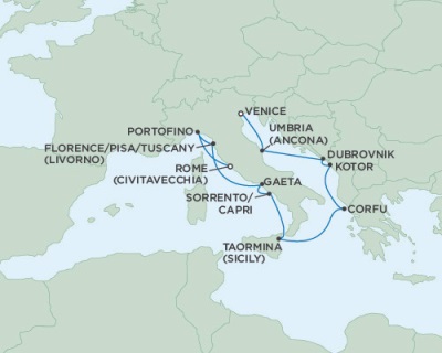 Cruises Around The World Seven Seas Navigator October 3-13 2028 Venice, Italy to Rome (Civitavecchia), Italy