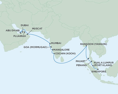 Cruises Around The World Seven Seas Voyager April 12 May 2 2028 Singapore to Dubai, United Arab Emirates