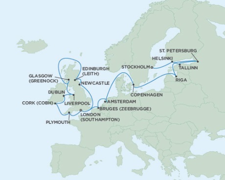 Cruises Around The World Seven Seas Voyager August 14 September 5 2028 London (Southampton), England to Stockholm, Sweden