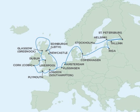 Cruises Around The World Seven Seas Voyager August 2-24 2028 Stockholm, Sweden to London (Southampton), England