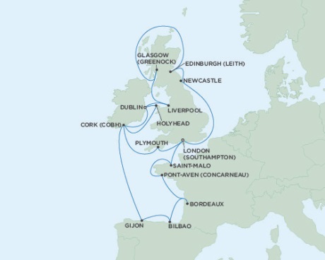Cruises Around The World Seven Seas Voyager June 6-26 2028 London (Southampton), England to Dublin, Ireland