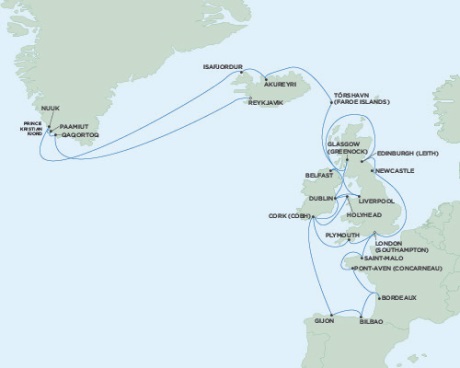 Cruises Around The World Seven Seas Voyager June 6 July 11 2028 London (Southampton), England to Reykjavik, Iceland