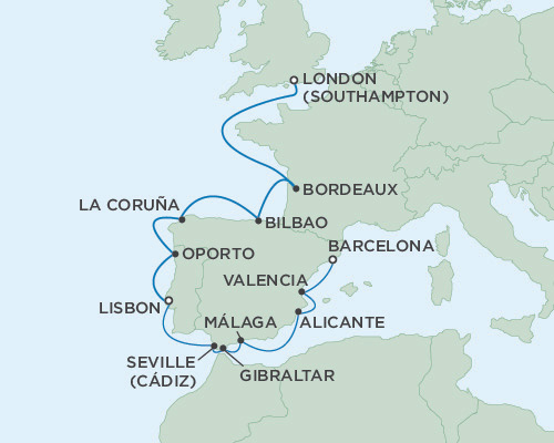 Cruises Around The World Seven Seas Voyager May 23 June 6 2028 Barcelona, Spain to London (Southampton), England